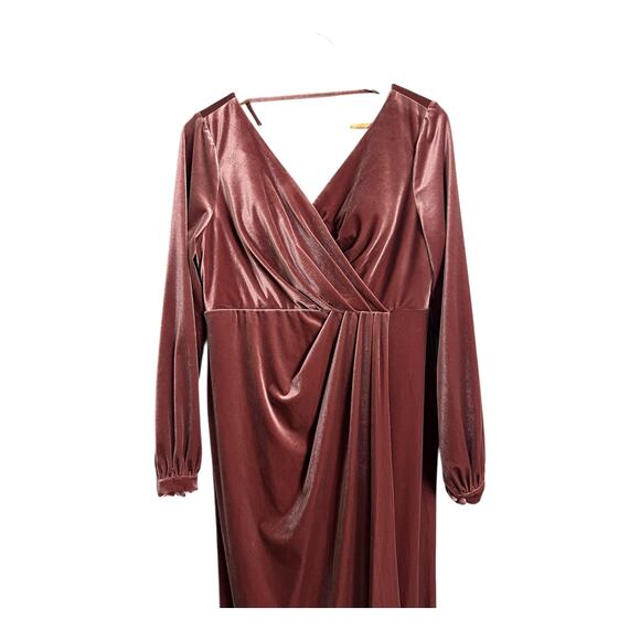 Revelry Pink Velvet Maxi Dress Cocktail Party Holiday Semi Formal 14 V-neck - Picture 2 of 8